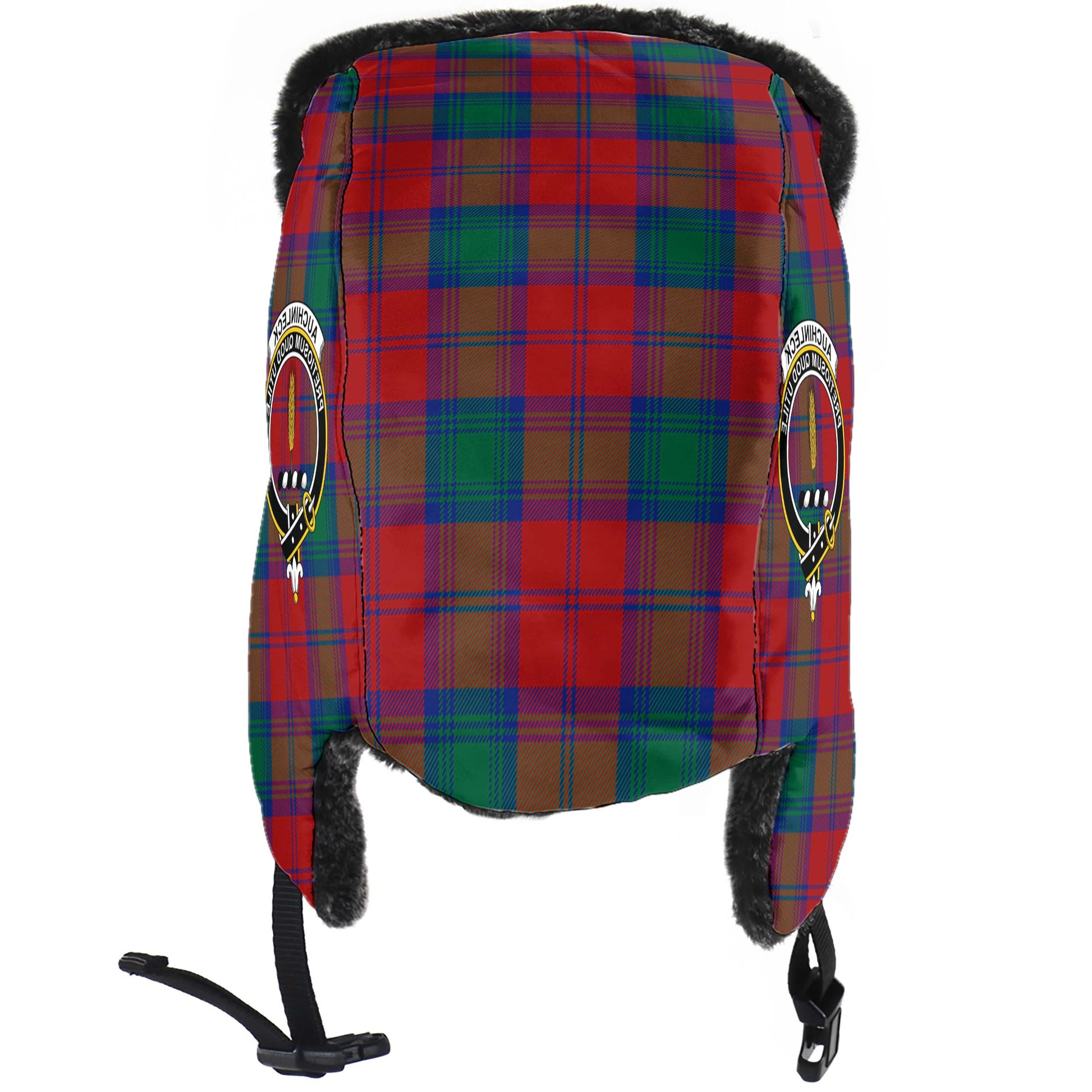 Auchinleck Tartan Winter Trapper Hat with Family Crest - Tartanvibesclothing