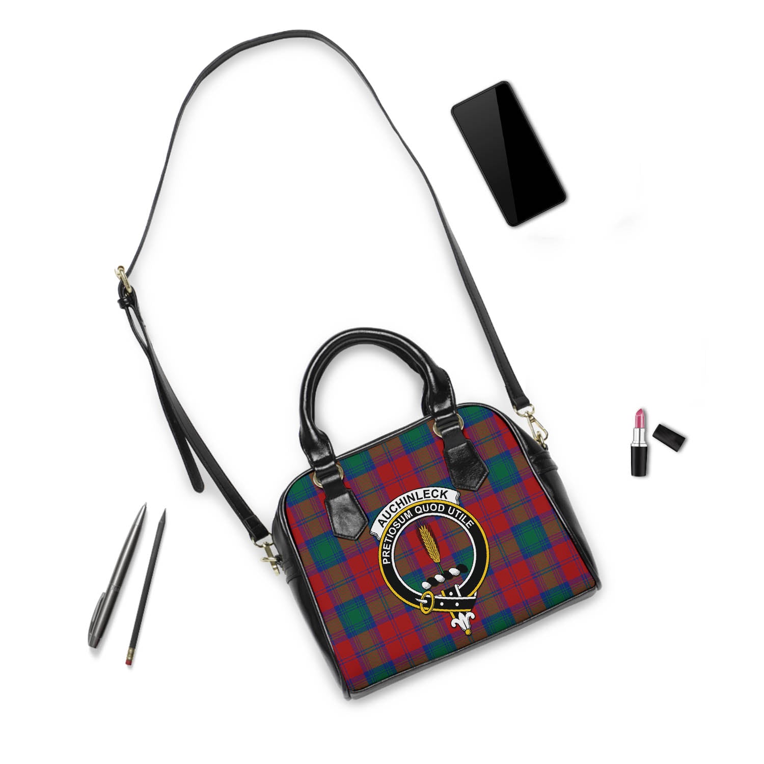 Auchinleck (Affleck) Tartan Shoulder Handbags with Family Crest - Tartan Vibes Clothing