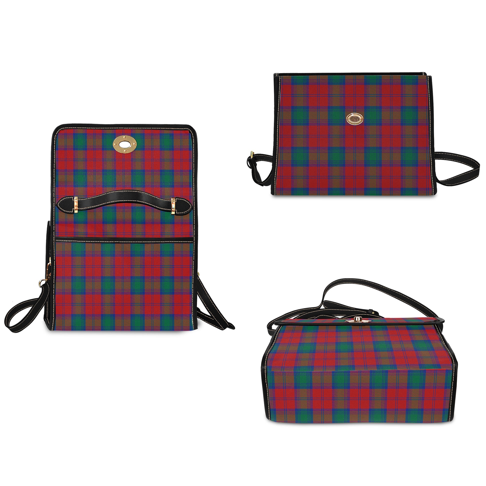 Auchinleck Tartan Leather Strap Waterproof Canvas Bag - Tartanvibesclothing