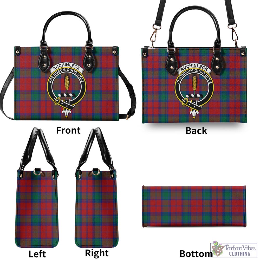 Tartan Vibes Clothing Auchinleck Tartan Luxury Leather Handbags with Family Crest