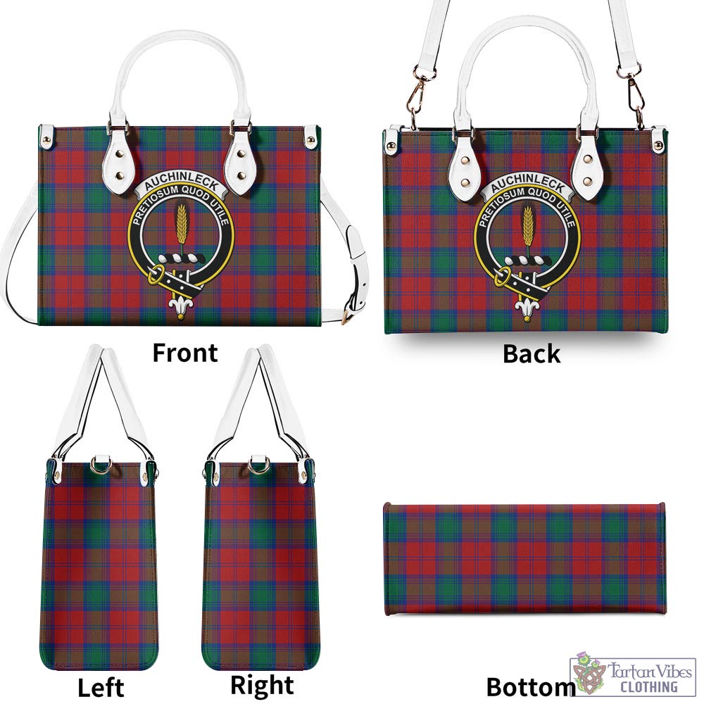 Tartan Vibes Clothing Auchinleck Tartan Luxury Leather Handbags with Family Crest