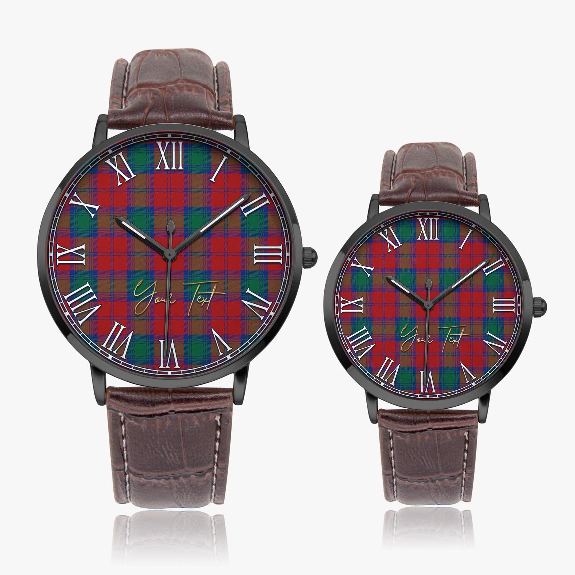 Auchinleck (Affleck) Tartan Personalized Your Text Leather Trap Quartz Watch - Tartan Vibes Clothing