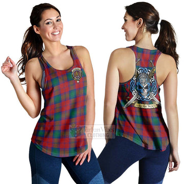 Auchinleck (Affleck) Tartan Women's Racerback Tanks with Family Crest Celtic Skull Style 4XL - Tartan Vibes Clothing