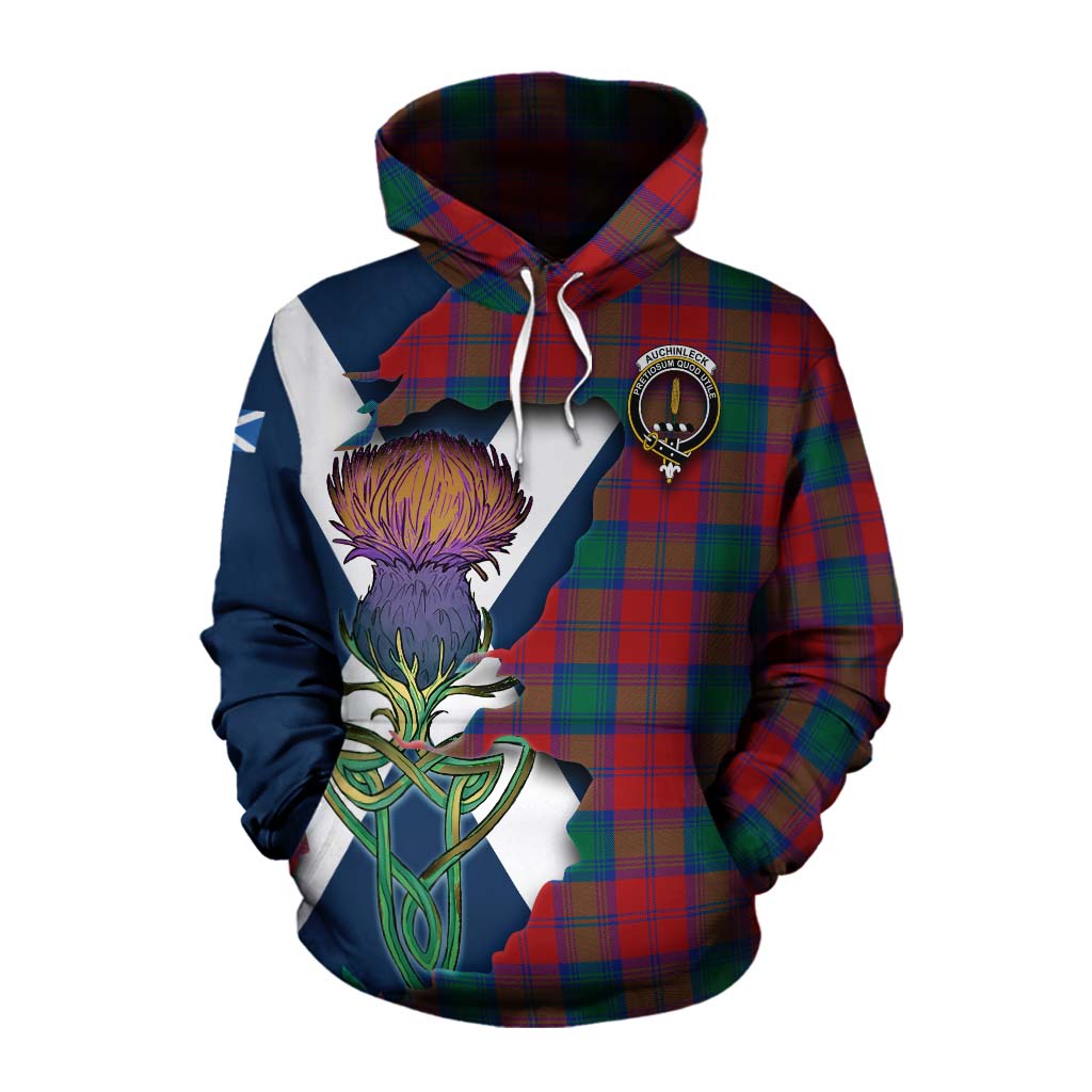 Tartan Vibes Clothing Auchinleck (Affleck) Tartan Family Crest Cotton Hoodie Scottish Thistle Celtic Inspired