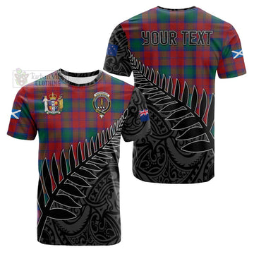 Tartan Vibes Clothing Auchinleck (Affleck) Crest Tartan Cotton T-shirt with New Zealand Silver Fern Half Style
