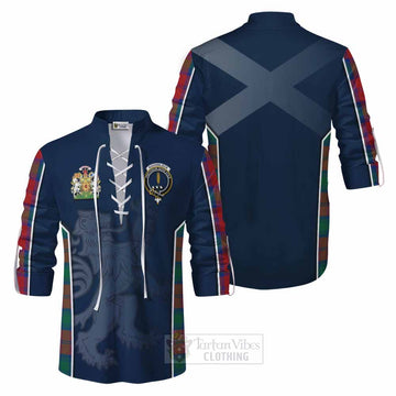 Auchinleck (Affleck) Tartan Ghillie Kilt Shirt with Family Crest and Lion Rampant Vibes Sport Style Men - Tartan Vibes Clothing