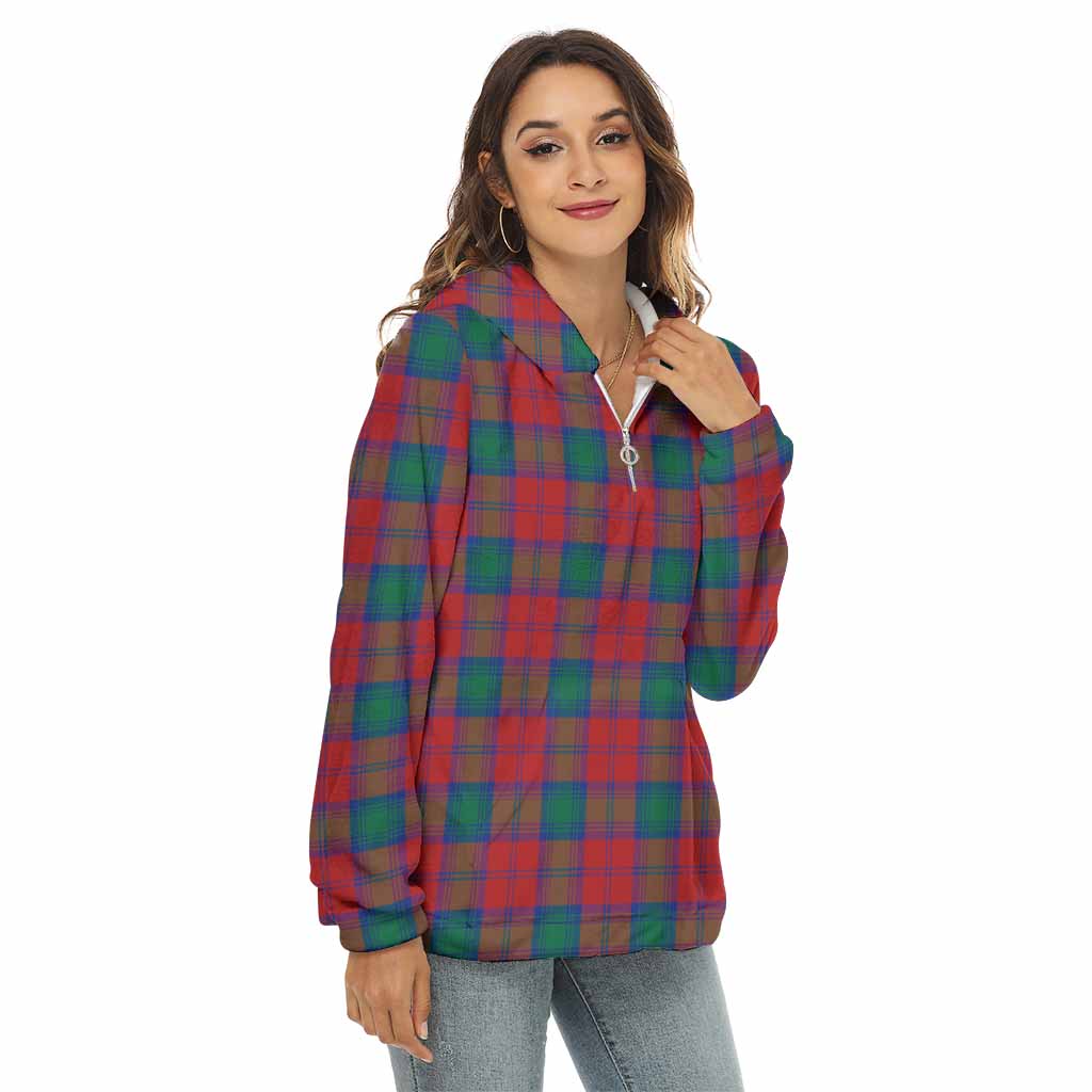 Auchinleck (Affleck) Tartan Women's Borg Fleece Hoodie with Half Zip Female - Tartan Vibes Clothing
