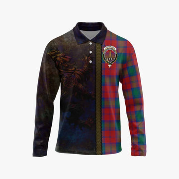 Tartan Vibes Clothing Auchinleck (Affleck) Tartan Family Crest Long Sleeve Polo Shirt Alba Gu Brath Be Brave Lion Ancient Style