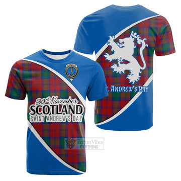 Tartan Vibes Clothing Auchinleck (Affleck) Family Crest Tartan Cotton T-shirt Celebrate Saint Andrew's Day in Style
