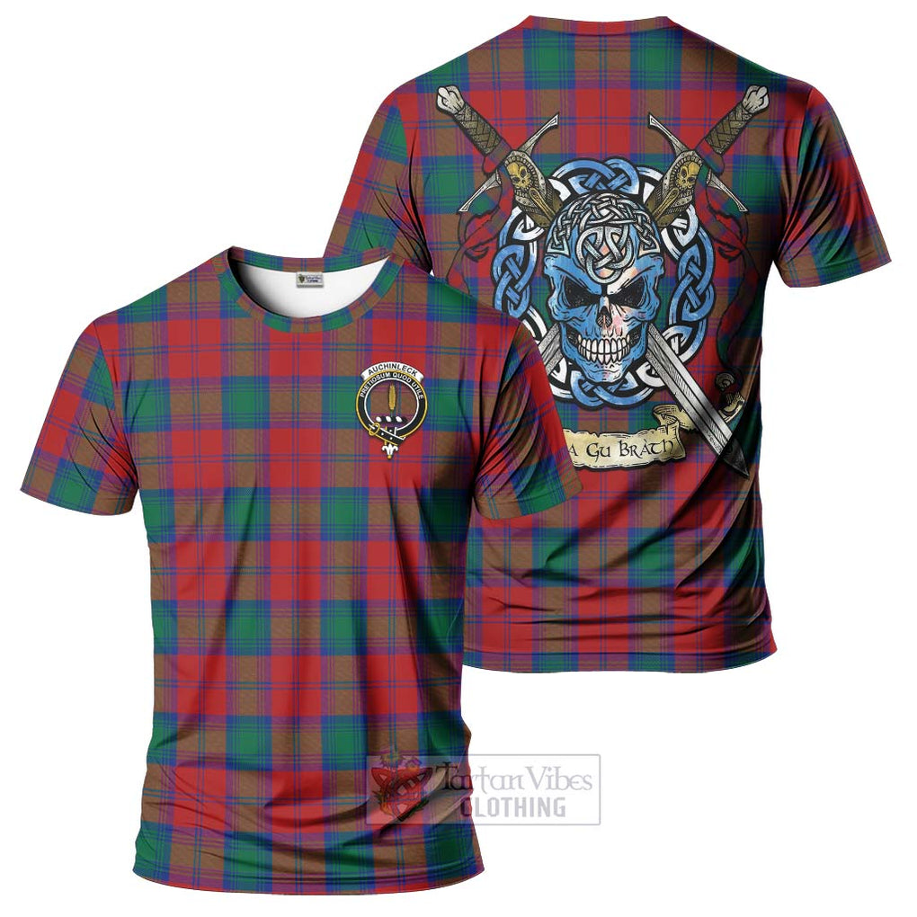 Auchinleck (Affleck) Tartan T-Shirt with Family Crest Celtic Skull Style Kid's Shirt - Tartan Vibes Clothing