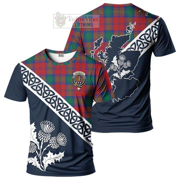 Auchinleck (Affleck) Tartan T-Shirt Featuring Thistle and Scotland Map Kid's Shirt - Tartanvibesclothing Store