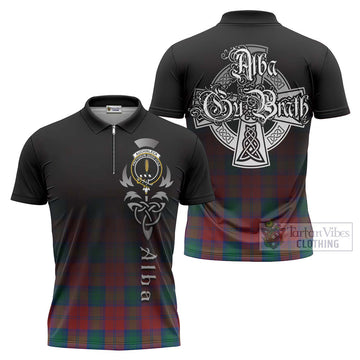 Auchinleck (Affleck) Tartan Zipper Polo Shirt Featuring Alba Gu Brath Family Crest Celtic Inspired Unisex - Tartan Vibes Clothing