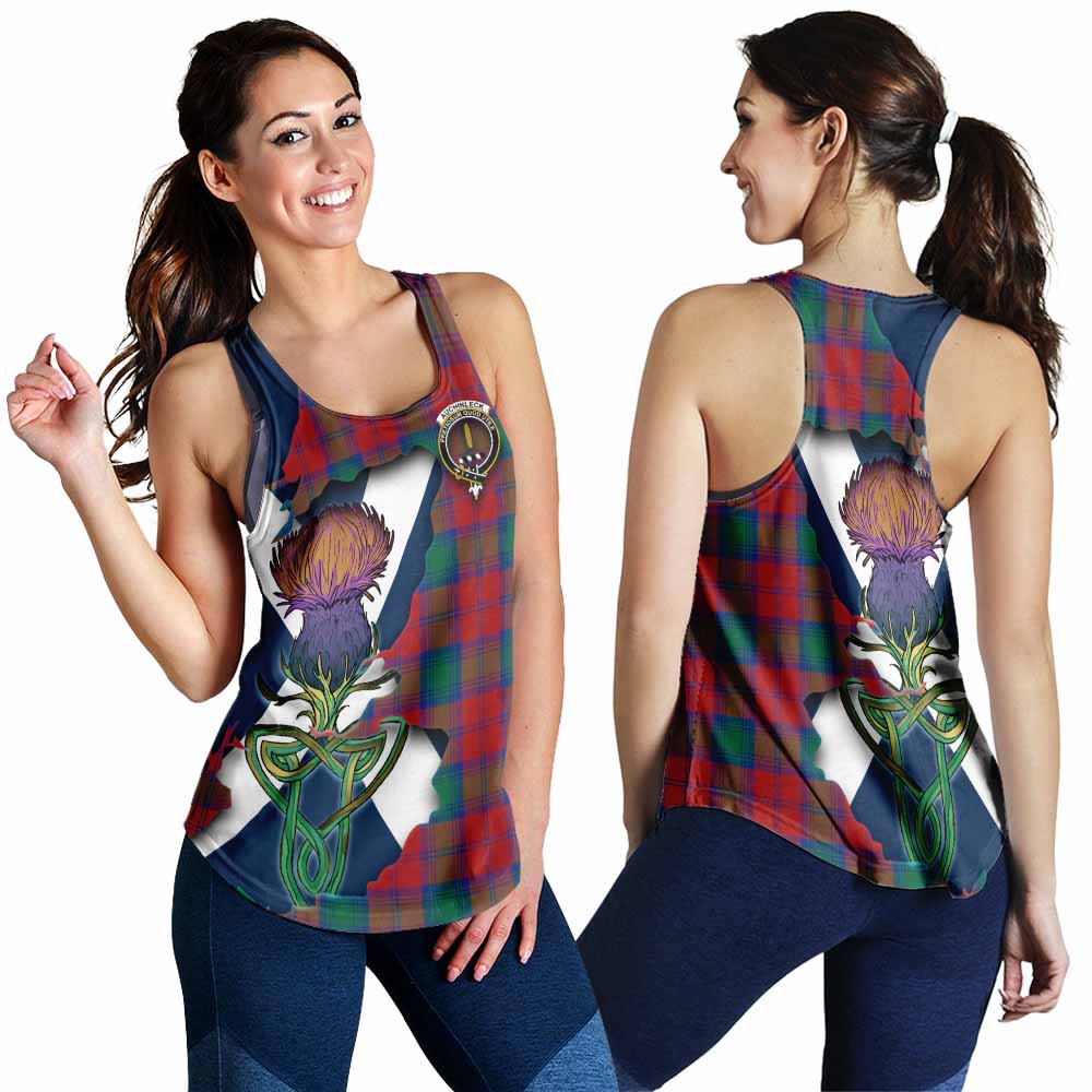 Tartan Vibes Clothing Auchinleck (Affleck) Tartan Family Crest Women's Racerback Tanks Scottish Thistle Celtic Inspired