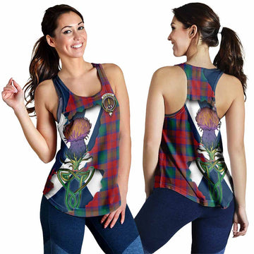 Tartan Vibes Clothing Auchinleck (Affleck) Tartan Family Crest Women's Racerback Tanks Scottish Thistle Celtic Inspired