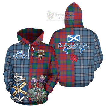 Auchinleck (Affleck) Tartan Hoodie Happy St. Andrew's Day Half Tartan Style Zip Hoodie - Tartan Vibes Clothing