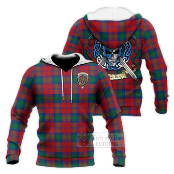 Auchinleck (Affleck) Tartan Knitted Hoodie with Family Crest Celtic Skull Style Unisex Knitted Pullover Hoodie - Tartan Vibes Clothing