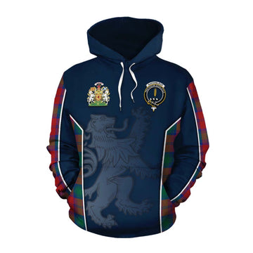 Auchinleck (Affleck) Tartan Cotton Hoodie with Family Crest and Lion Rampant Vibes Sport Style Pullover Hoodie XS - Tartan Vibes Clothing