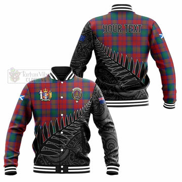 Tartan Vibes Clothing Auchinleck (Affleck) Crest Tartan Baseball Jacket with New Zealand Silver Fern Half Style
