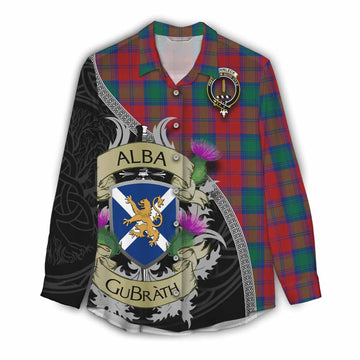 Auchinleck (Affleck) Tartan Family Crest Women's Casual Shirt Lion Rampant Royal Thistle Shield Celtic Inspired Female - Tartan Vibes Clothing