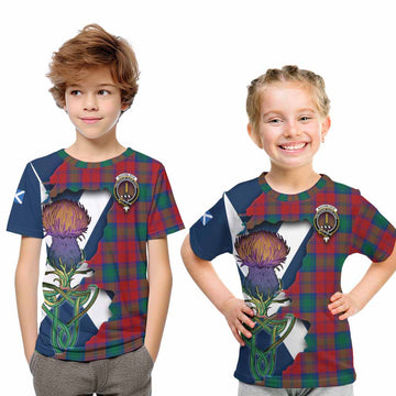 Tartan Vibes Clothing Auchinleck (Affleck) Tartan Family Crest Kid T-Shirt Scottish Thistle Celtic Inspired