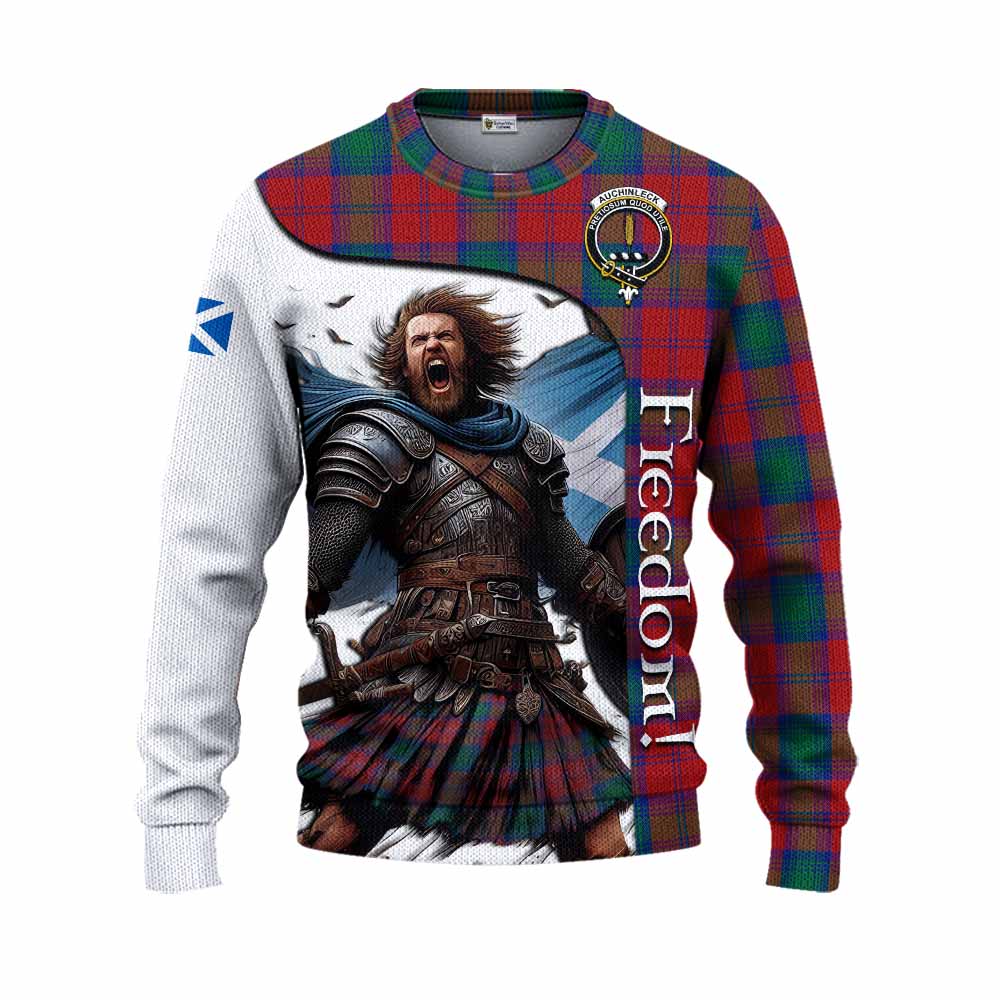 Tartan Vibes Clothing Auchinleck (Affleck) Crest Tartan Knitted Sweater Inspired by the Freedom of Scottish Warrior