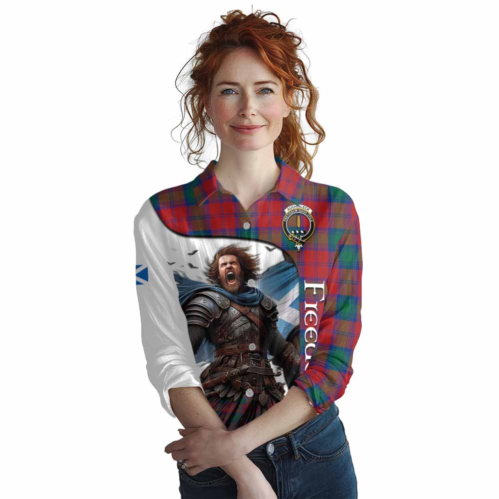 Tartan Vibes Clothing Auchinleck (Affleck) Crest Tartan Women's Casual Shirt Inspired by the Freedom of Scottish Warrior