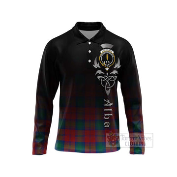 Auchinleck (Affleck) Tartan Long Sleeve Polo Shirt Featuring Alba Gu Brath Family Crest Celtic Inspired Unisex - Tartan Vibes Clothing
