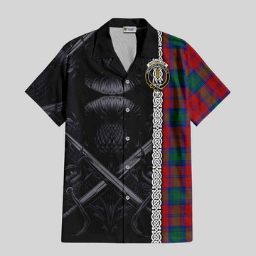 Auchinleck (Affleck) Tartan Hawaiian Shirt with Family Crest Cross Sword Thistle Celtic Vibes Kid - Tartan Vibes Clothing