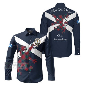 Auchinleck (Affleck) Tartan Lion Rampant Long Sleeve Button Shirt Proudly Display Your Heritage with Alba Gu Brath and Clan Name Men's Shirt S - Tartan Vibes Clothing