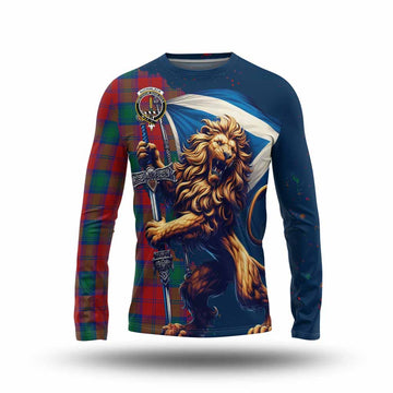 Auchinleck (Affleck) Tartan Family Crest Long Sleeve T-Shirt with Scottish Majestic Lion Unisex - Tartan Vibes Clothing