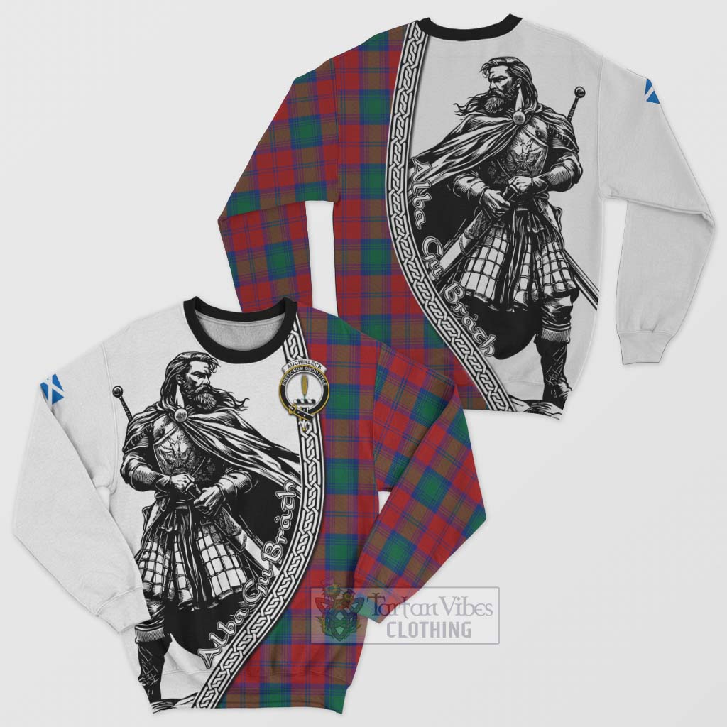 Auchinleck (Affleck) Tartan Clan Crest Sweatshirt with Highlander Warrior Celtic Style Unisex - Tartan Vibes Clothing