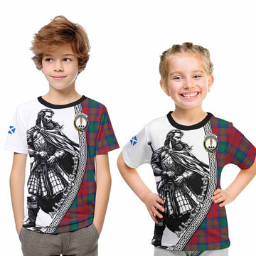 Auchinleck (Affleck) Tartan Clan Crest Kid T-Shirt with Highlander Warrior Celtic Style Youth XL Size14 - Tartan Vibes Clothing