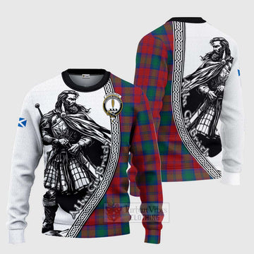 Auchinleck (Affleck) Tartan Clan Crest Knitted Sweater with Highlander Warrior Celtic Style Unisex - Tartan Vibes Clothing
