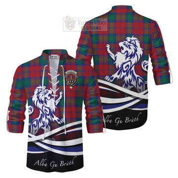 Auchinleck (Affleck) Tartan Ghillie Kilt Shirt with Alba Gu Brath Regal Lion Emblem Men - Tartan Vibes Clothing