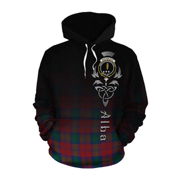 Tartan Vibes Clothing Auchinleck (Affleck) Tartan Cotton Hoodie Featuring Alba Gu Brath Family Crest Celtic Inspired