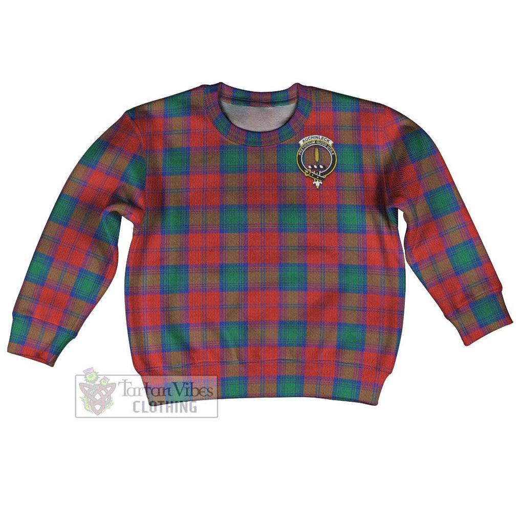 Auchinleck (Affleck) Tartan Kid Ugly Sweater with Family Crest Kid - Tartan Vibes Clothing