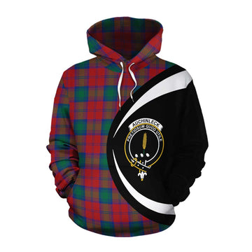 Auchinleck (Affleck) Tartan Cotton Hoodie with Family Crest Circle Style Pullover Hoodie XS - Tartan Vibes Clothing