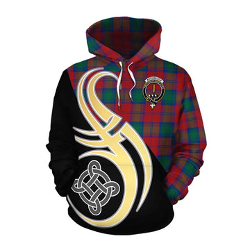 Auchinleck (Affleck) Tartan Cotton Hoodie with Family Crest and Celtic Symbol Style Pullover Hoodie XS - Tartan Vibes Clothing