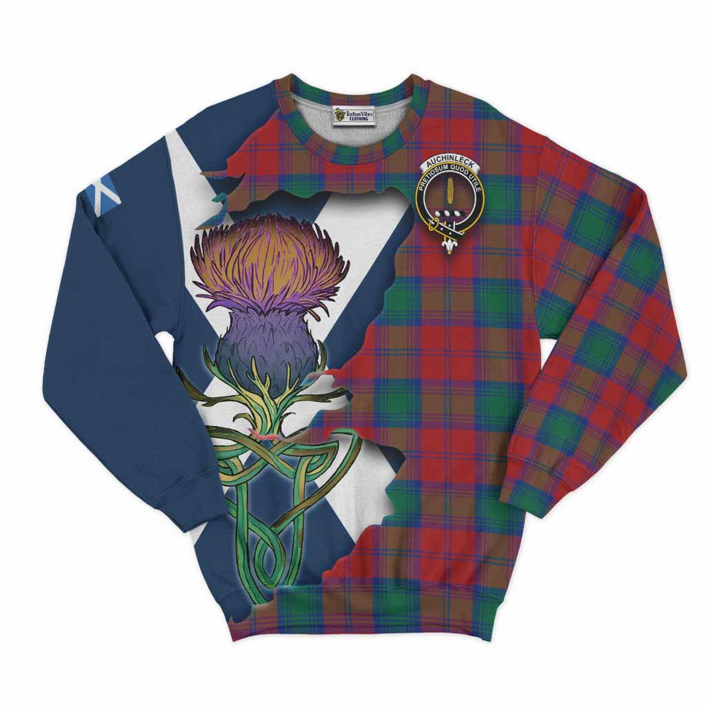 Tartan Vibes Clothing Auchinleck (Affleck) Tartan Family Crest Sweatshirt Scottish Thistle Celtic Inspired