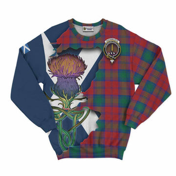 Tartan Vibes Clothing Auchinleck (Affleck) Tartan Family Crest Sweatshirt Scottish Thistle Celtic Inspired