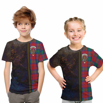 Tartan Vibes Clothing Auchinleck (Affleck) Tartan Family Crest Kid T-Shirt Alba Gu Brath Be Brave Lion Ancient Style