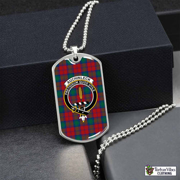 Auchinleck (Affleck) Tartan Dog Tag Necklace with Family Crest Silver No - Tartan Vibes Clothing