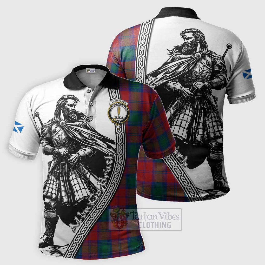 Tartan Vibes Clothing Auchinleck (Affleck) Tartan Clan Crest Polo Shirt with Highlander Warrior Celtic Style