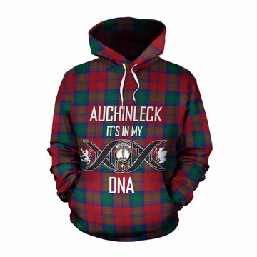 Auchinleck (Affleck) Tartan Cotton Hoodie with Family Crest DNA In Me Style Pullover Hoodie XS - Tartan Vibes Clothing