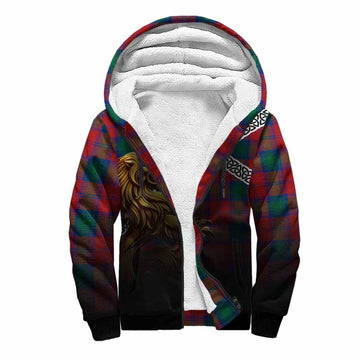 Auchinleck (Affleck) Crest Tartan Sherpa Hoodie with Golden Lion Emblem Celtic Style Unisex S - Tartan Vibes Clothing