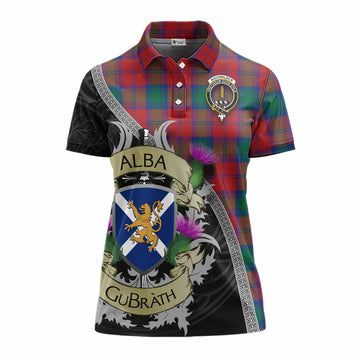 Auchinleck (Affleck) Tartan Family Crest Women's Polo Shirt Lion Rampant Royal Thistle Shield Celtic Inspired Women - Tartan Vibes Clothing