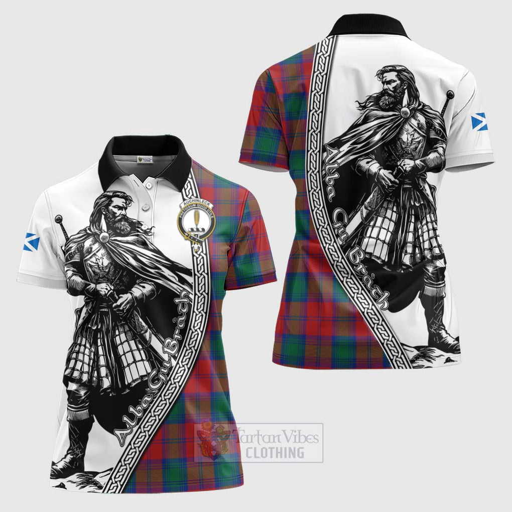 Auchinleck (Affleck) Tartan Clan Crest Women's Polo Shirt with Highlander Warrior Celtic Style Women - Tartan Vibes Clothing