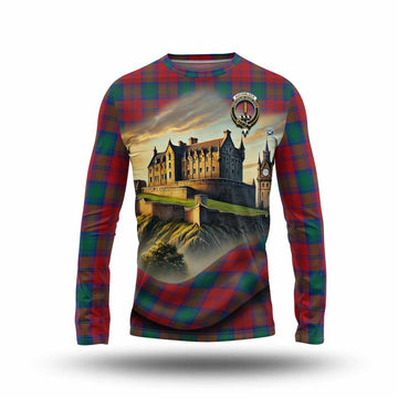 Auchinleck (Affleck) Tartan Family Crest Long Sleeve T-Shirt with Scottish Ancient Castle Style Unisex - Tartan Vibes Clothing