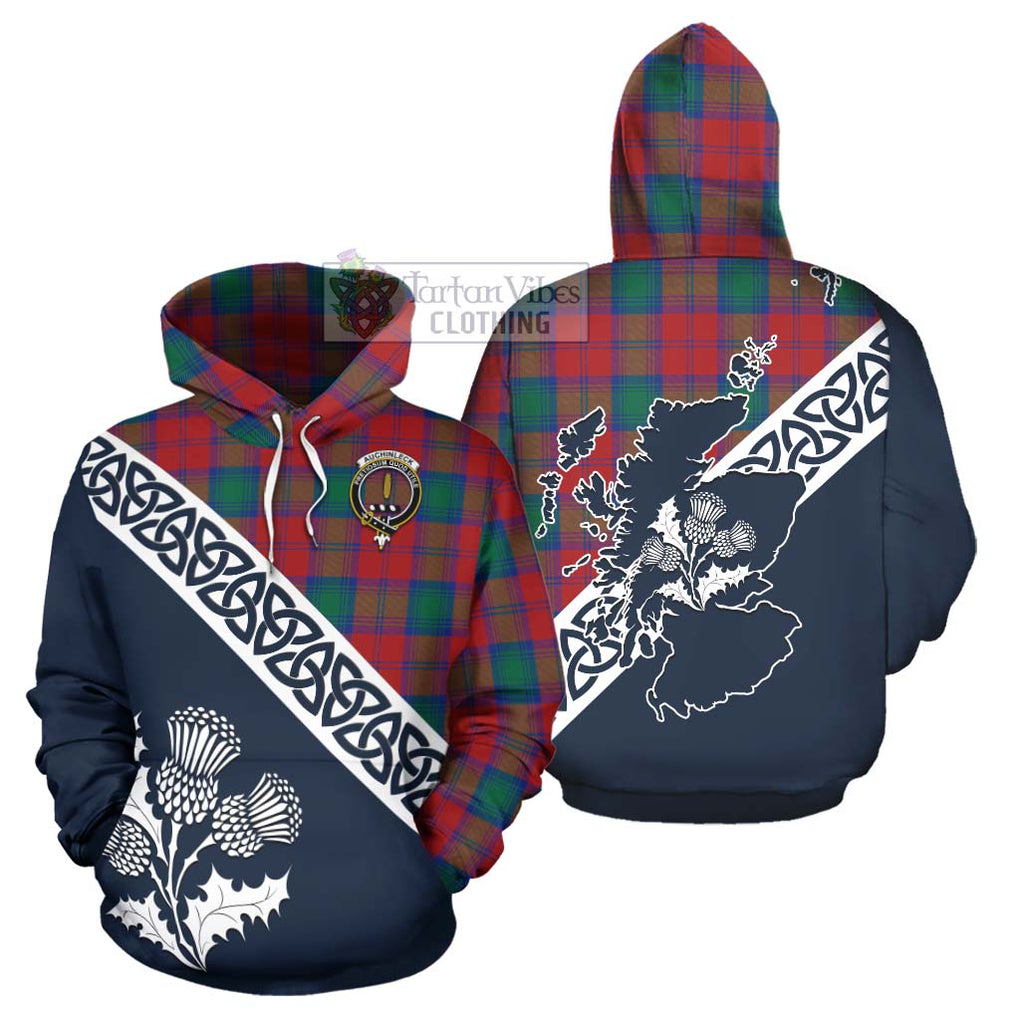 Auchinleck (Affleck) Tartan Hoodie Featuring Thistle and Scotland Map Zip Hoodie - Tartan Vibes Clothing
