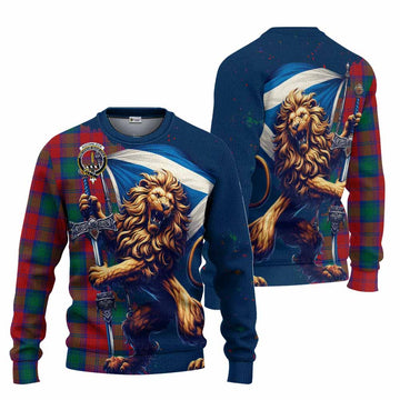 Auchinleck (Affleck) Tartan Family Crest Knitted Sweater with Scottish Majestic Lion Unisex - Tartan Vibes Clothing